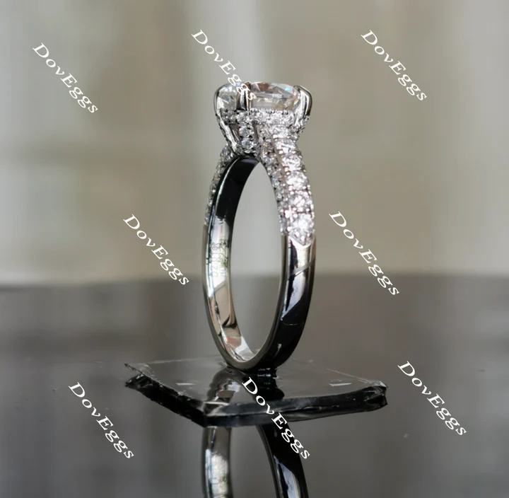 Doveggs half eternity pave engagement ring only semi-mount only(Exclusively to DovEggs Stones)