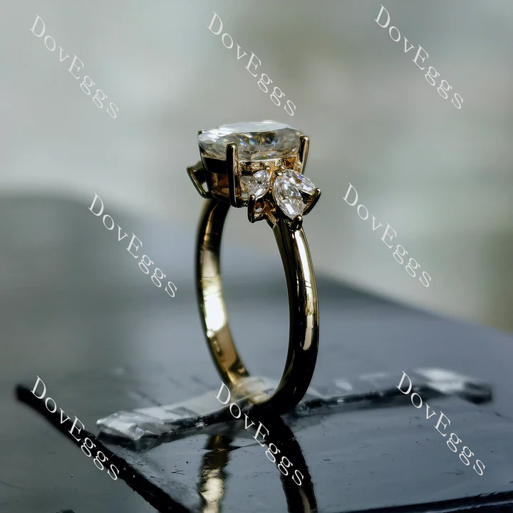 Doveggs floral side stone engagement ring only semi-mount only(Exclusively to DovEggs Stones)