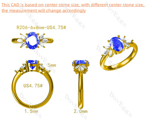 Doveggs floral side stone engagement ring only semi-mount only(Exclusively to DovEggs Stones)