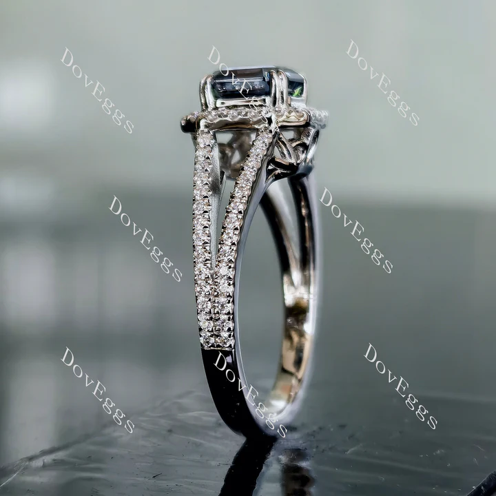 Doveggs split shank halo pave engagement ring only semi-mount only(Exclusively to DovEggs Stones)