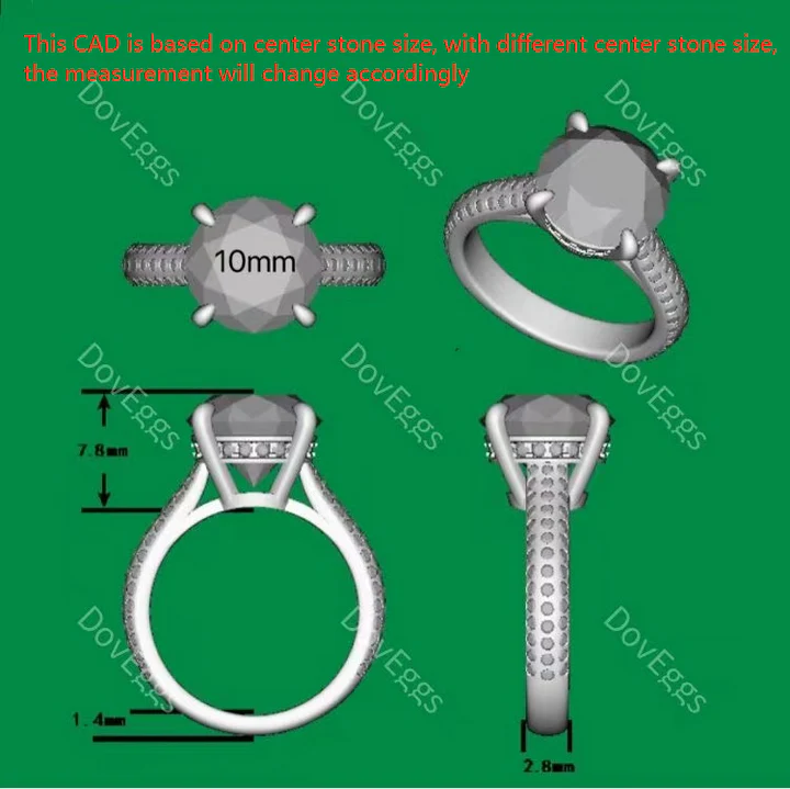 Doveggs pave engagement ring only semi-mount only(Exclusively to DovEggs Stones)
