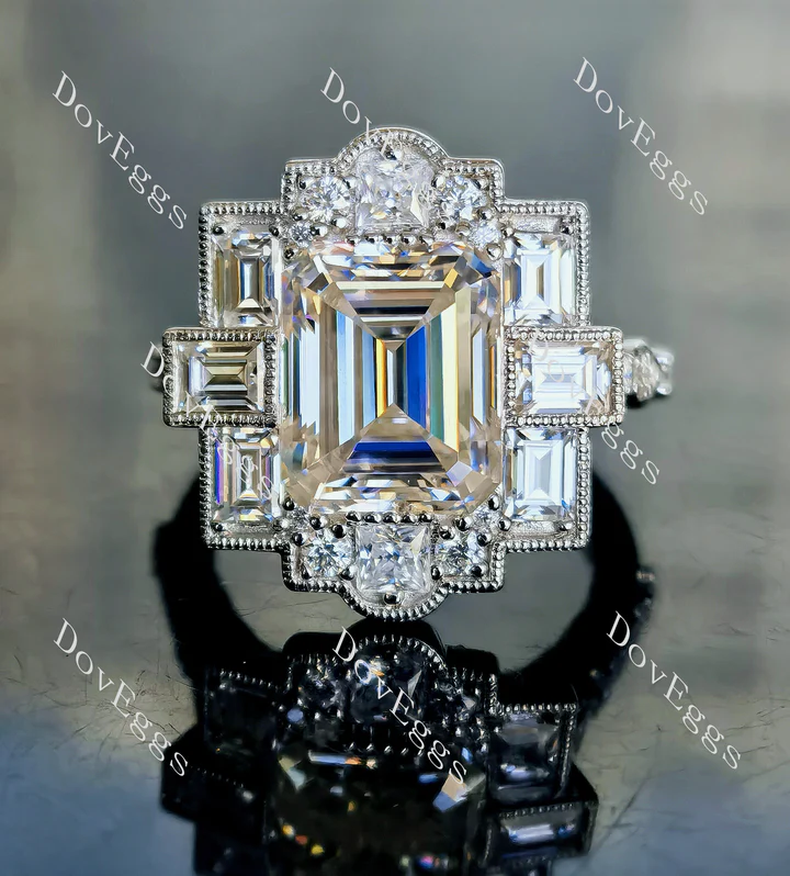 Doveggs art deco pave engagement ring only semi-mount only(Exclusively to DovEggs Stones)