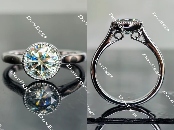 Doveggs vintage bezel solitaire engagement ring only semi-mount only(Exclusively to DovEggs Stones)