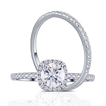 Doveggs halo half eternity pave engagement ring only semi-mount only(Exclusively to DovEggs Stones)