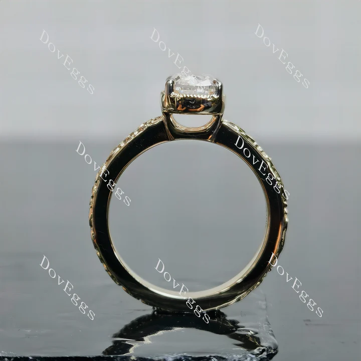 DovEggs art deco solitaire bezel engagement ring only semi-mount only(Exclusively to DovEggs Stones)