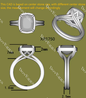 DovEggs split shanks solitaire bezel engagement ring only semi-mount only(Exclusively to DovEggs Stones)