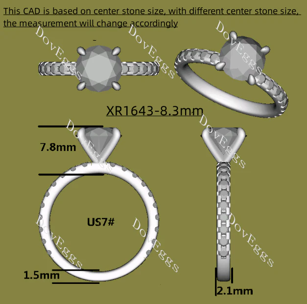 DovEggs pave engagement ring semi-mount only(Exclusively to DovEggs Stones)