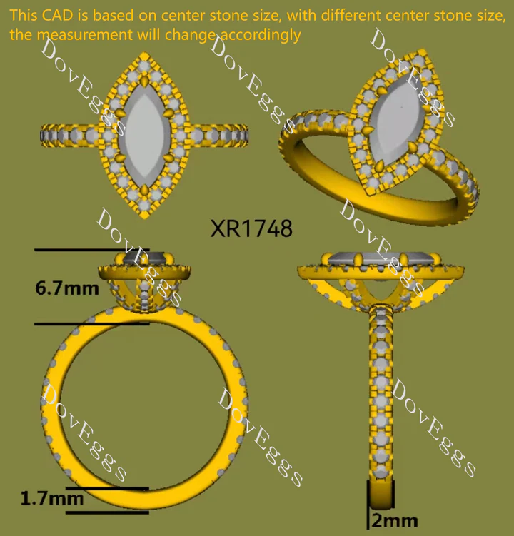 DovEggs vintage halo eternity engagement ring semi-mount only(Exclusively to DovEggs Stones)