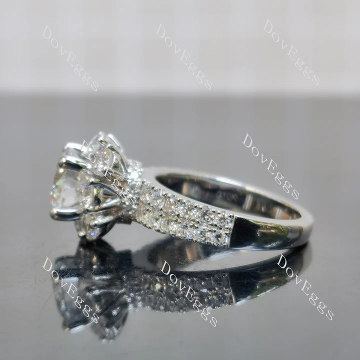 DovEggs floral hidden halo half eternity engagement ring semi-mount only(Exclusively to DovEggs Stones)