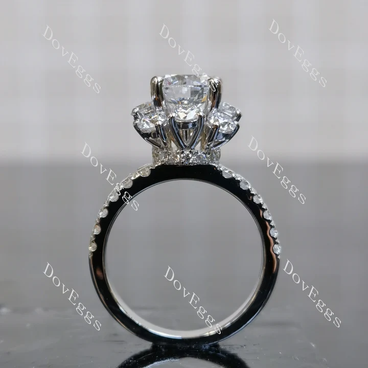 DovEggs floral hidden halo half eternity engagement ring semi-mount only(Exclusively to DovEggs Stones)