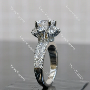 DovEggs floral hidden halo half eternity engagement ring semi-mount only(Exclusively to DovEggs Stones)