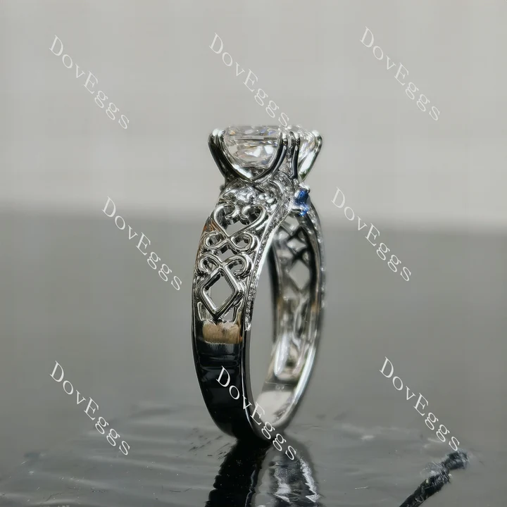 Doveggs art deco pave engagement ring semi-mount only(Exclusively to DovEggs Stones)