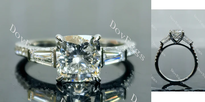 DovEggs three stones pave engagement ring semi-mount only(Exclusively to DovEggs Stones)