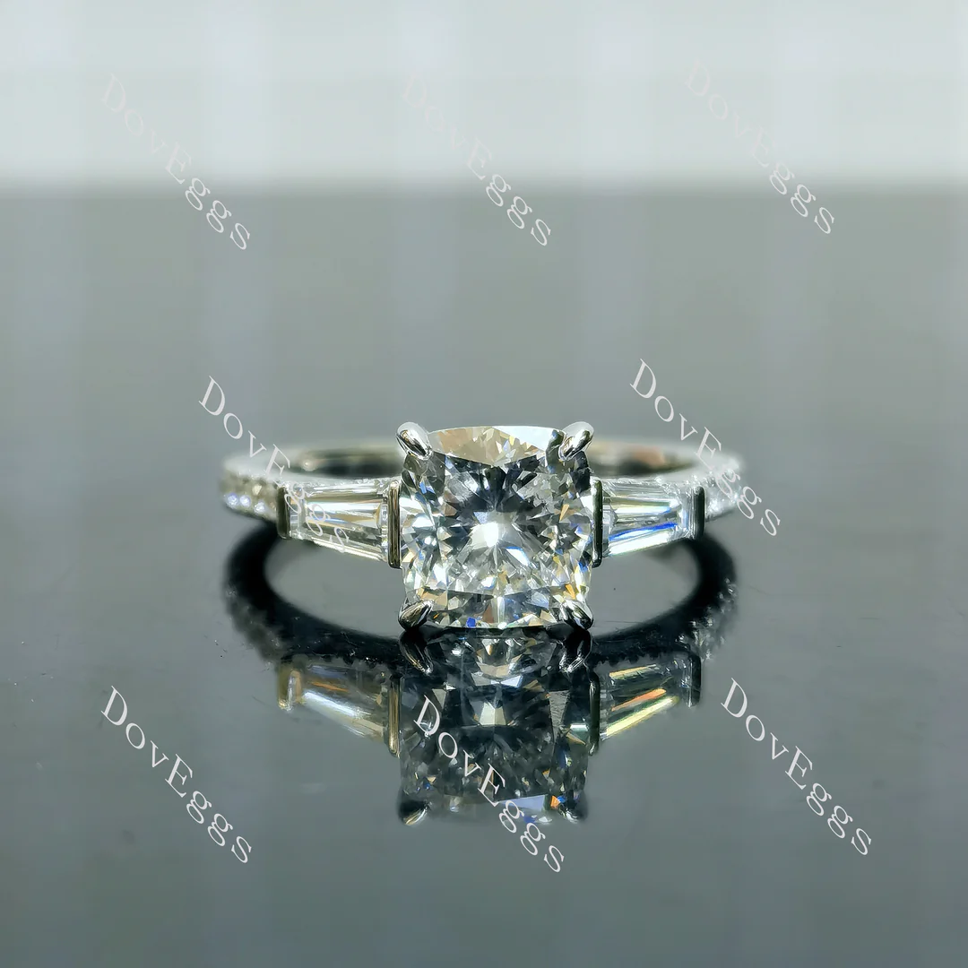 DovEggs three stones pave engagement ring semi-mount only(Exclusively to DovEggs Stones)