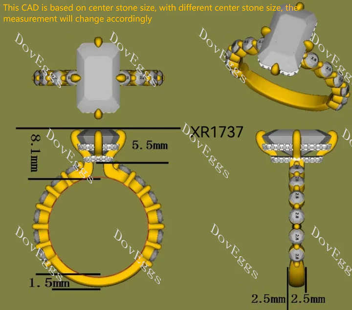 DovEggs pave engagement ring semi-mount only(Exclusively to DovEggs Stones)