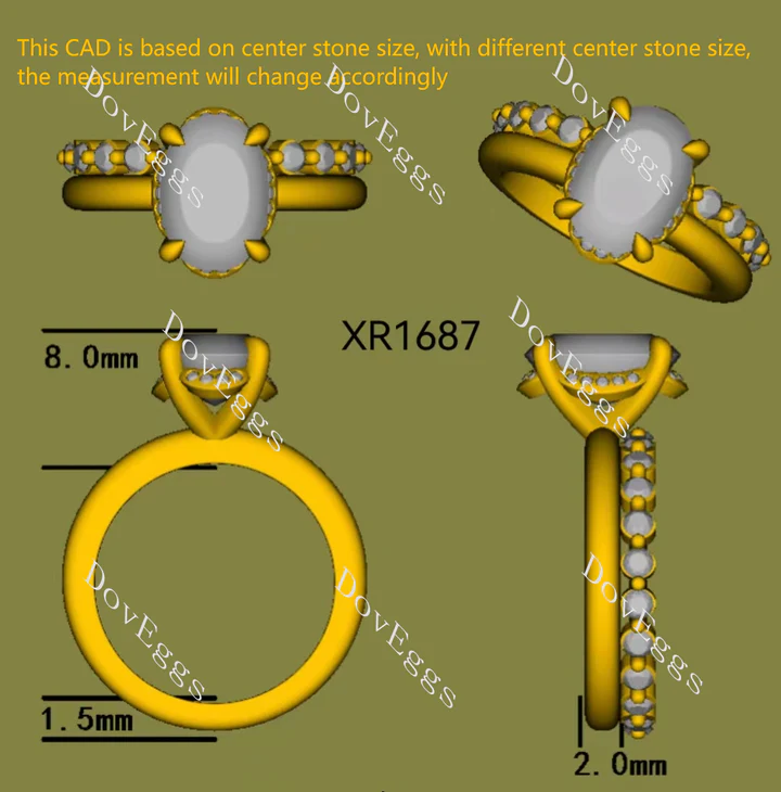 Doveggs pave engagement ring semi-mount only(Exclusively to DovEggs Stones)