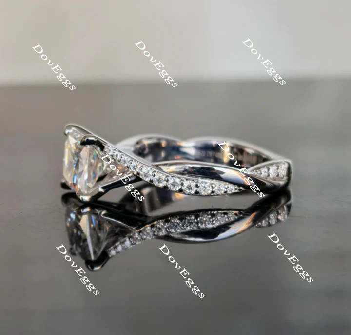 Alzare pave curved band engagement ring semi-mount only(Exclusively to DovEggs Stones)