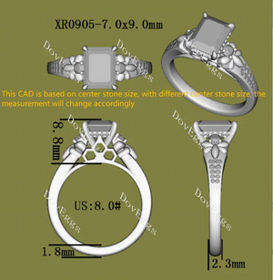 Doveggs art deco engagement ring semi-mount only(Exclusively to DovEggs Stones)