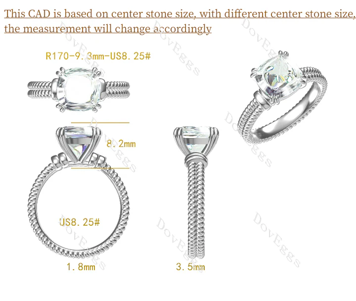 Doveggs solitaire twist arm engagement ring semi-mount only(Exclusively to DovEggs Stones)