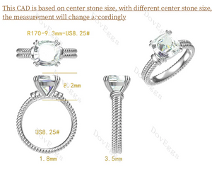 Doveggs solitaire twist arm engagement ring semi-mount only(Exclusively to DovEggs Stones)