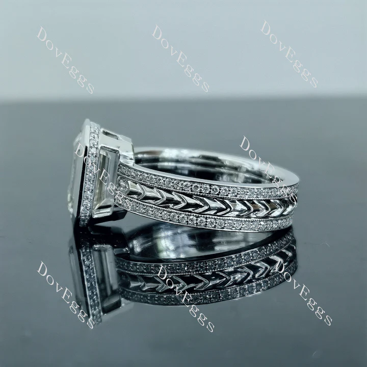 Doveggs bezel pave carved engagement ring semi-mount only(Exclusively to DovEggs Stones)