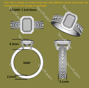 Doveggs bezel pave carved engagement ring semi-mount only(Exclusively to DovEggs Stones)