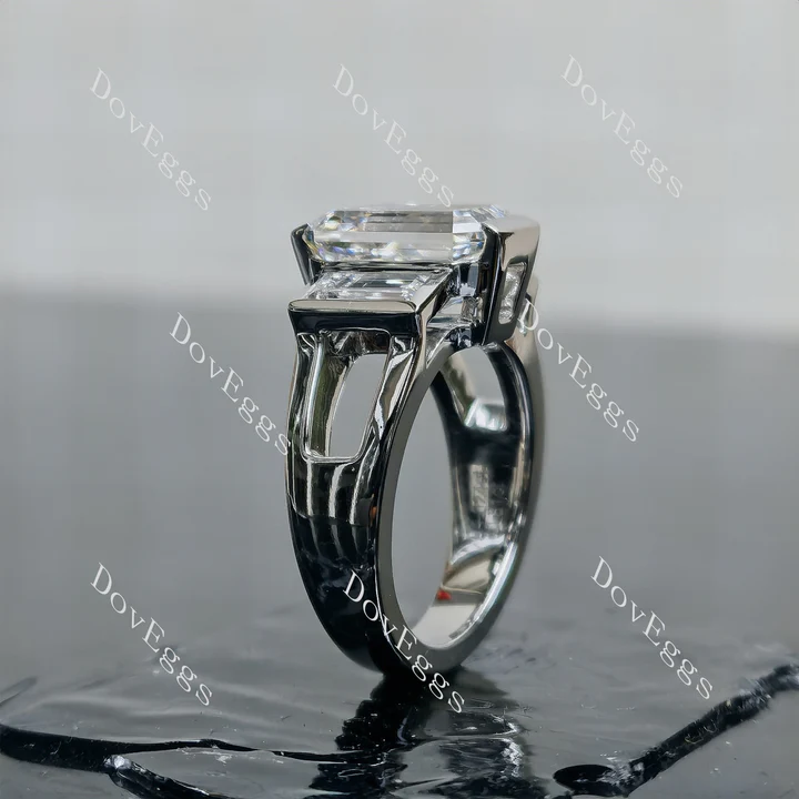 Doveggs three stones split shanks engagement ring semi-mount only(Exclusively to DovEggs Stones)