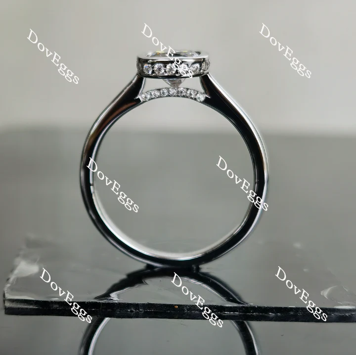 Doveggs bezel pave hidden halo engagement ring semi-mount only(Exclusively to DovEggs Stones)