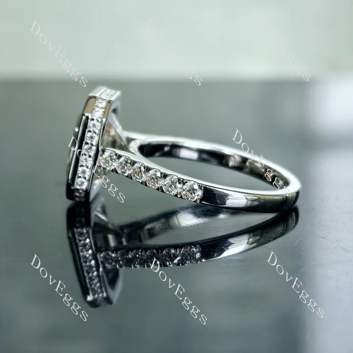 DovEggs hidden halo bezel eternity engagement ring engagement only ring semi-mount only(Exclusively to DovEggs Stones)