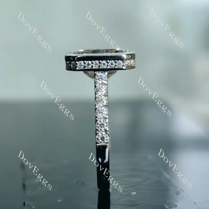 DovEggs hidden halo bezel eternity engagement ring engagement only ring semi-mount only(Exclusively to DovEggs Stones)