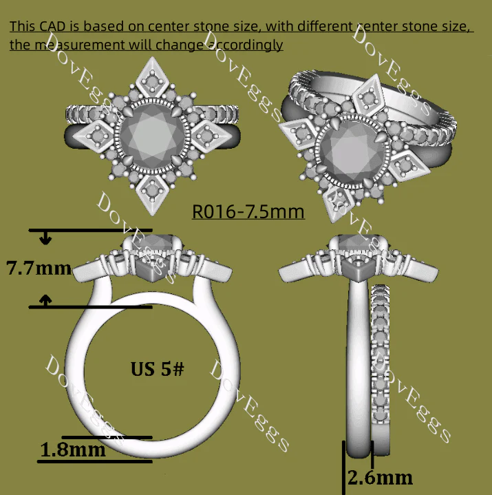 DovEggs art deco engagement ring semi-mount only(Exclusively to DovEggs Stones)