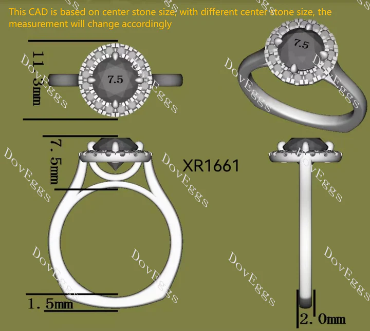 DovEggs halo engagement ring semi-mount only(Exclusively to DovEggs Stones)