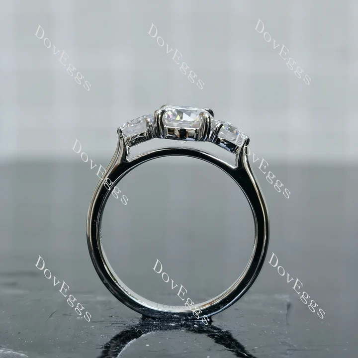 DovEggs three-stone engagement ring semi-mount only(Exclusively to DovEggs Stones)