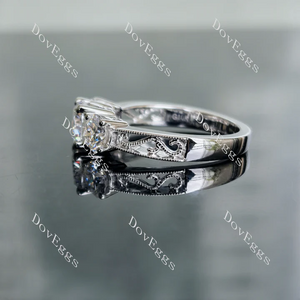 DovEggs three-stone engagement ring semi-mount only(Exclusively to DovEggs Stones)