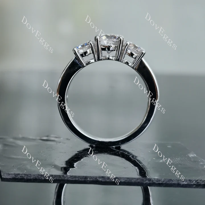 DovEggs three-stone engagement ring semi-mount only(Exclusively to DovEggs Stones)