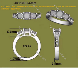 DovEggs three-stone engagement ring semi-mount only(Exclusively to DovEggs Stones)