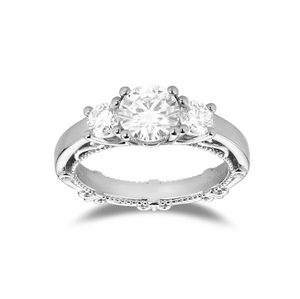 DovEggs vintage three-stone engagement ring semi-mount only(Exclusively to DovEggs Stones)