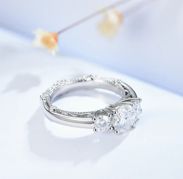 DovEggs vintage three-stone engagement ring semi-mount only(Exclusively to DovEggs Stones)