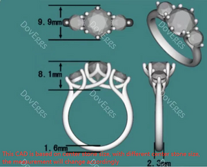 DovEggs three-stone engagement ring semi-mount only(Exclusively to DovEggs Stones)