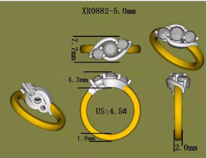 DovEggs vintage three-stone engagement ring semi-mount only(Exclusively to DovEggs Stones)