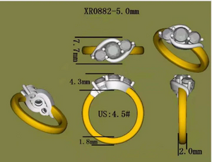 DovEggs vintage three-stone engagement ring semi-mount only(Exclusively to DovEggs Stones)