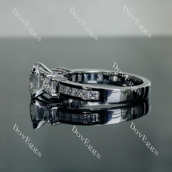 DovEggs channel set three-stone engagement ring semi-mount only(Exclusively to DovEggs Stones)