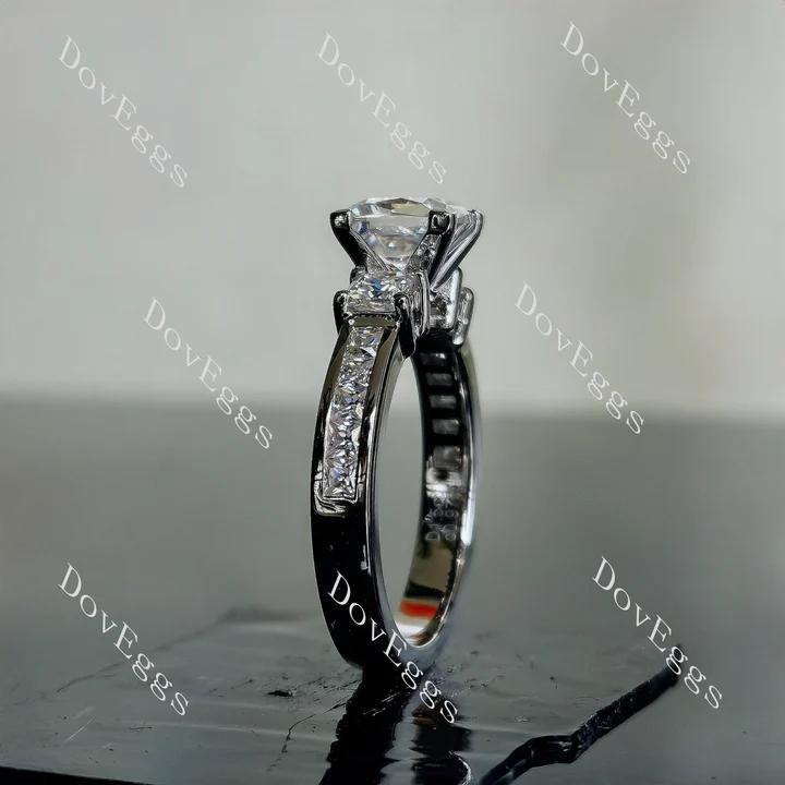 DovEggs channel set three-stone engagement ring semi-mount only(Exclusively to DovEggs Stones)