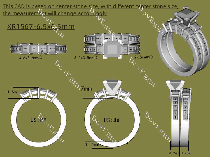 DovEggs channel set three-stone engagement ring semi-mount only(Exclusively to DovEggs Stones)