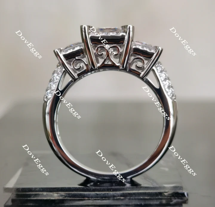 DovEggs art deco three-stone engagement ring semi-mount only(Exclusively to DovEggs Stones)