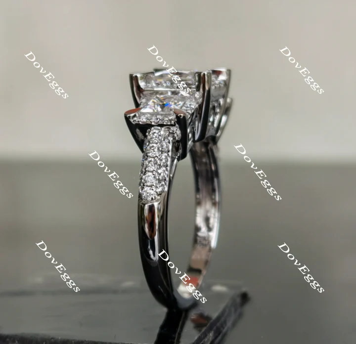 DovEggs art deco three-stone engagement ring semi-mount only(Exclusively to DovEggs Stones)