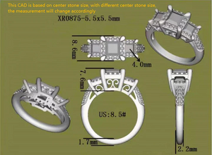 DovEggs art deco three-stone engagement ring semi-mount only(Exclusively to DovEggs Stones)