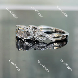 DovEggs art deco three-stone vintage engagement ring semi-mount only(Exclusively to DovEggs Stones)