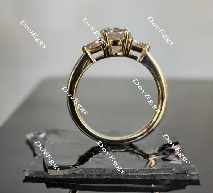 DovEggs three-stone engagement ring semi-mount only(Exclusively to DovEggs Stones)