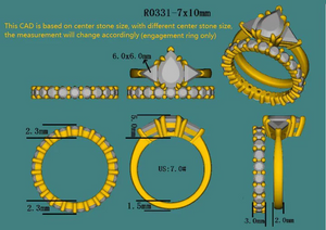 DovEggs three-stone engagement ring semi-mount only(Exclusively to DovEggs Stones)